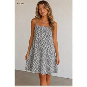 O’Neill Soft Stretch Swing Dress Medium Black White Space Dye Beachy Mini Dress